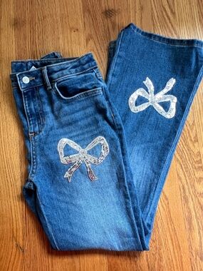 Jumping Beans Girls' High Rise Embellished Flare Jeans